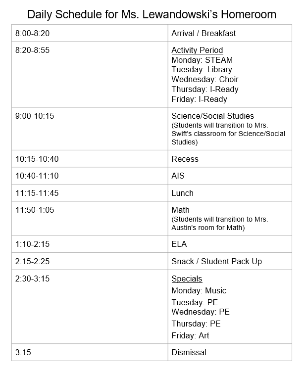 Schedule